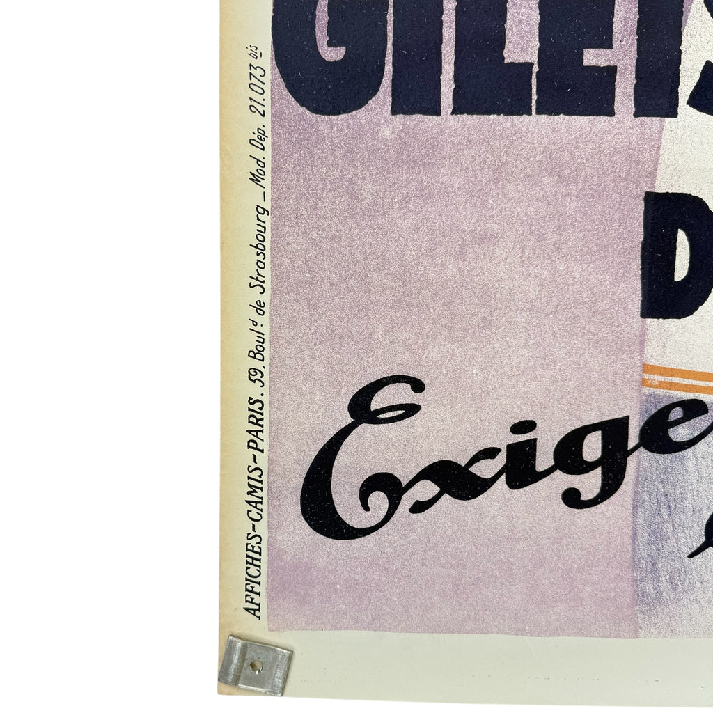 Antieke Franse reclameposter – *Gilets de Flanelle de Reims* jaren 1920.
