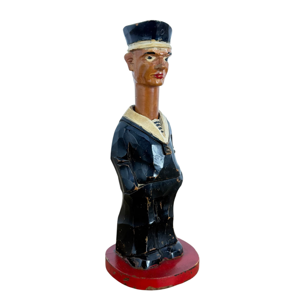 Antieke houten matrozen notenkraker – handgesneden maritieme figuur