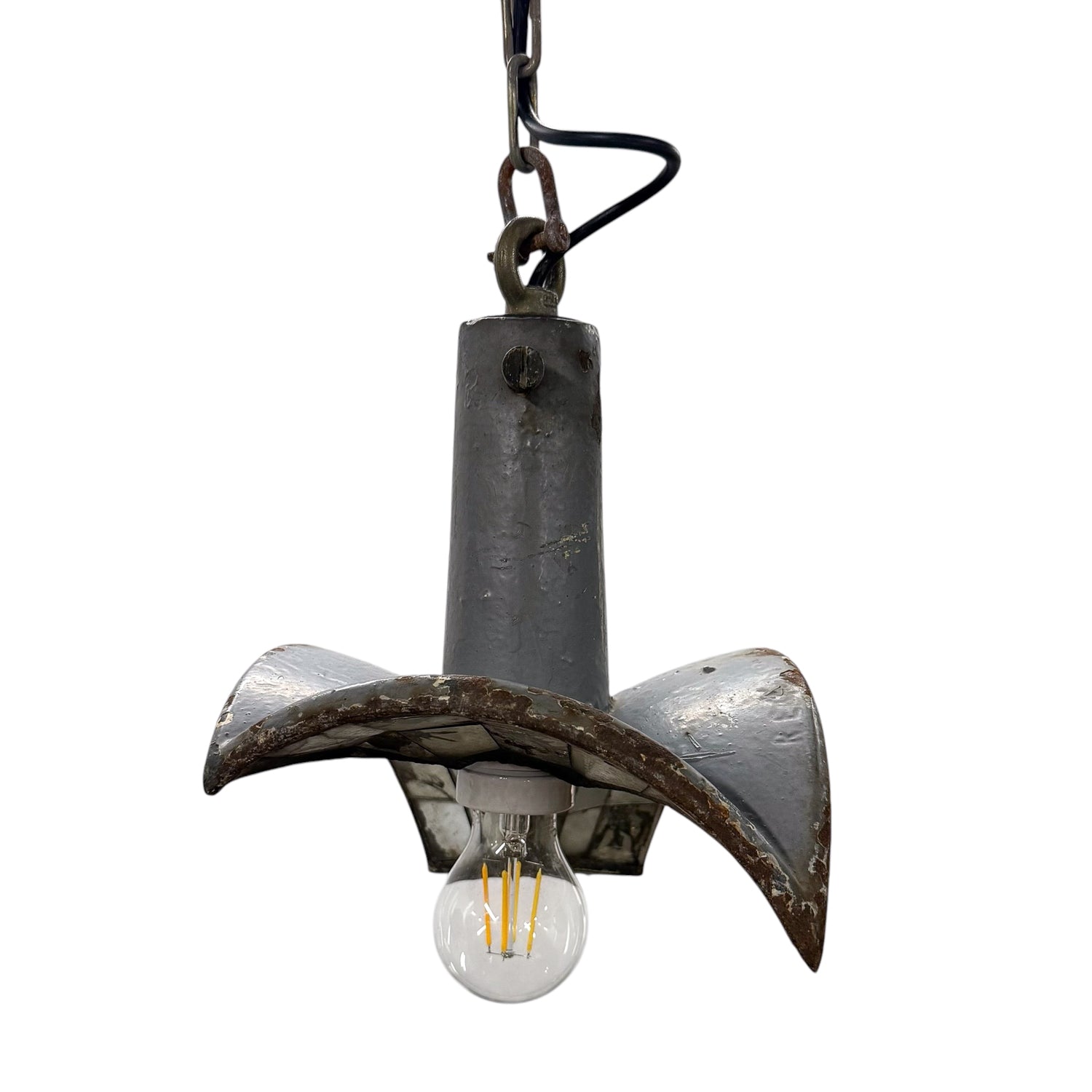 Nr. 2 Vintage industrial mirrored pendant light by Esla