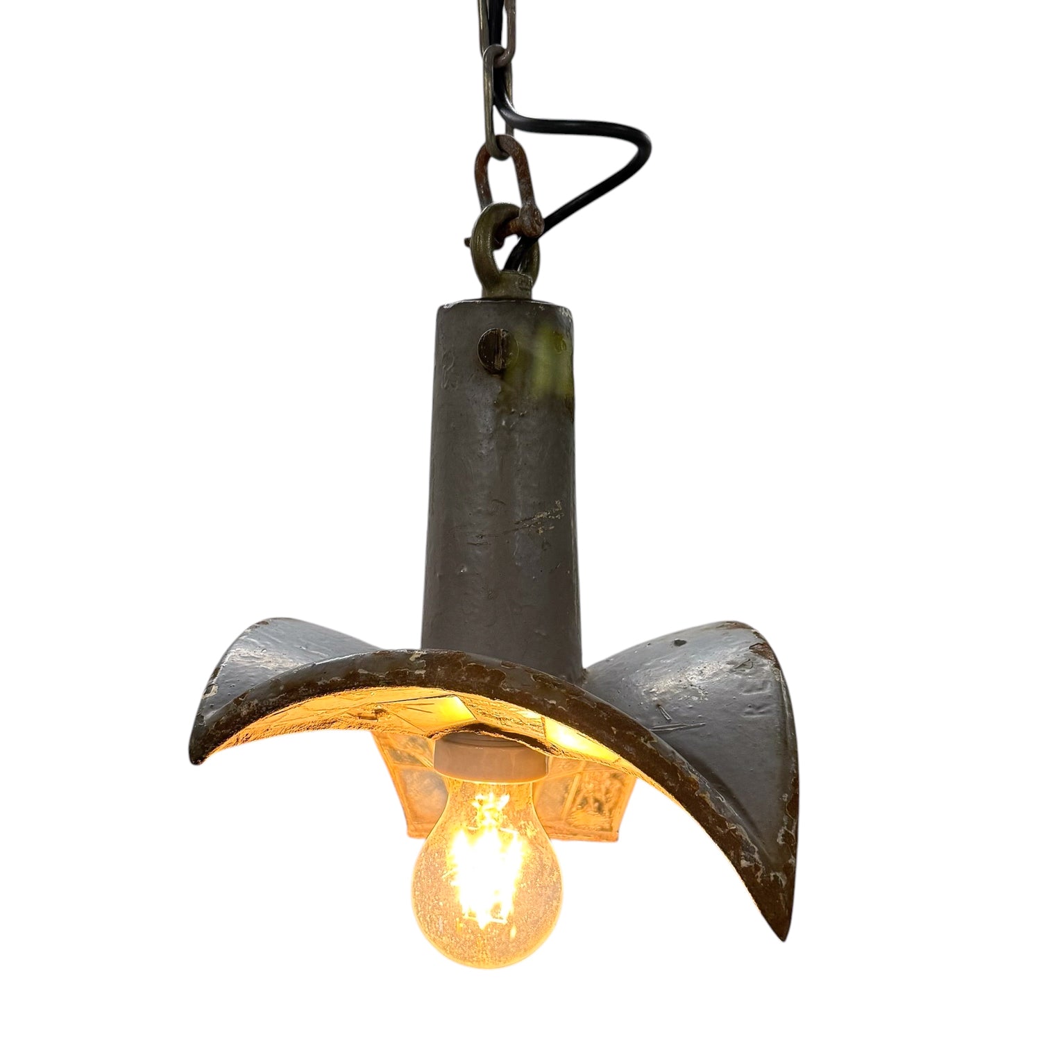 Nr. 2 Vintage industrial mirrored pendant light by Esla