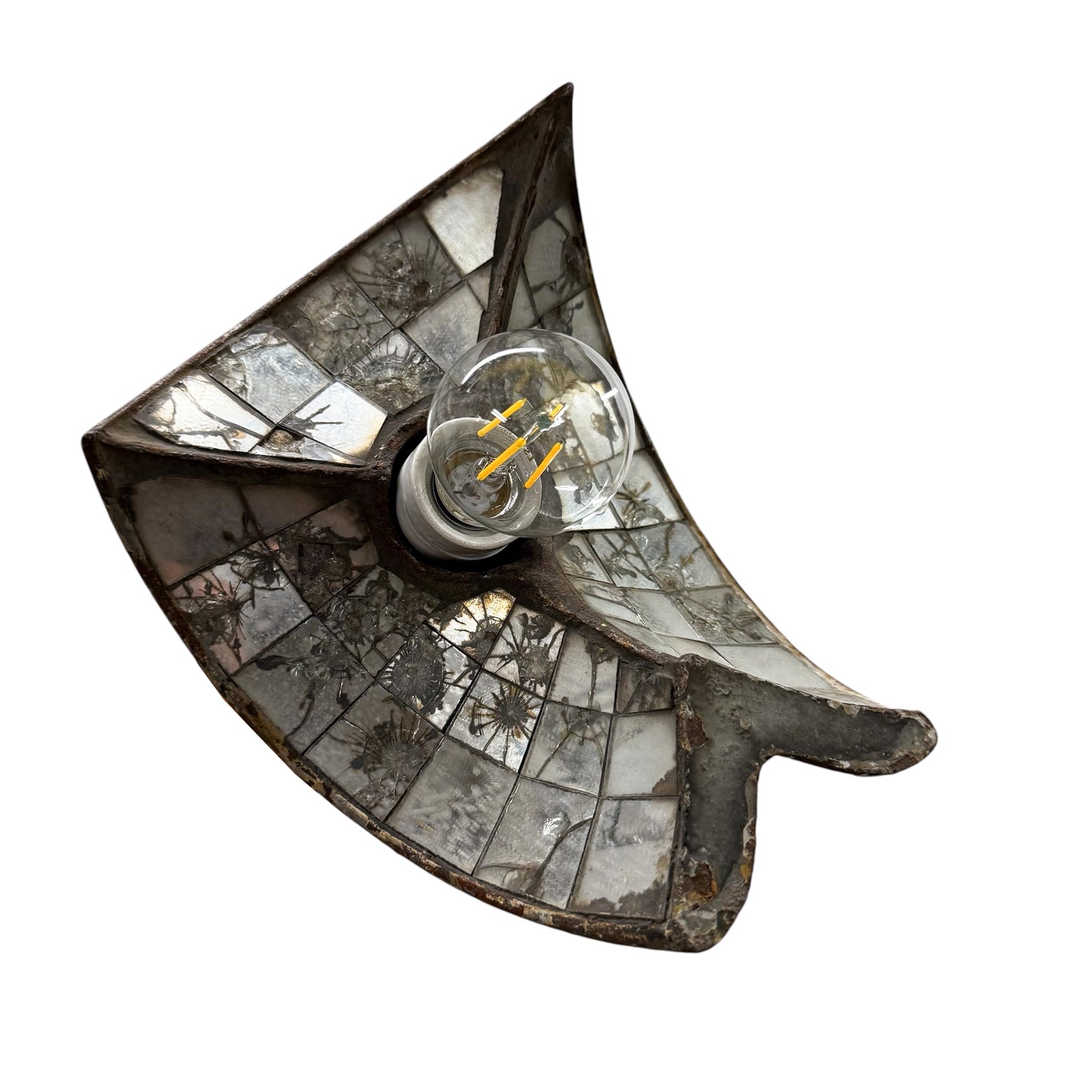 Nr. 2 Vintage industrial mirrored pendant light by Esla