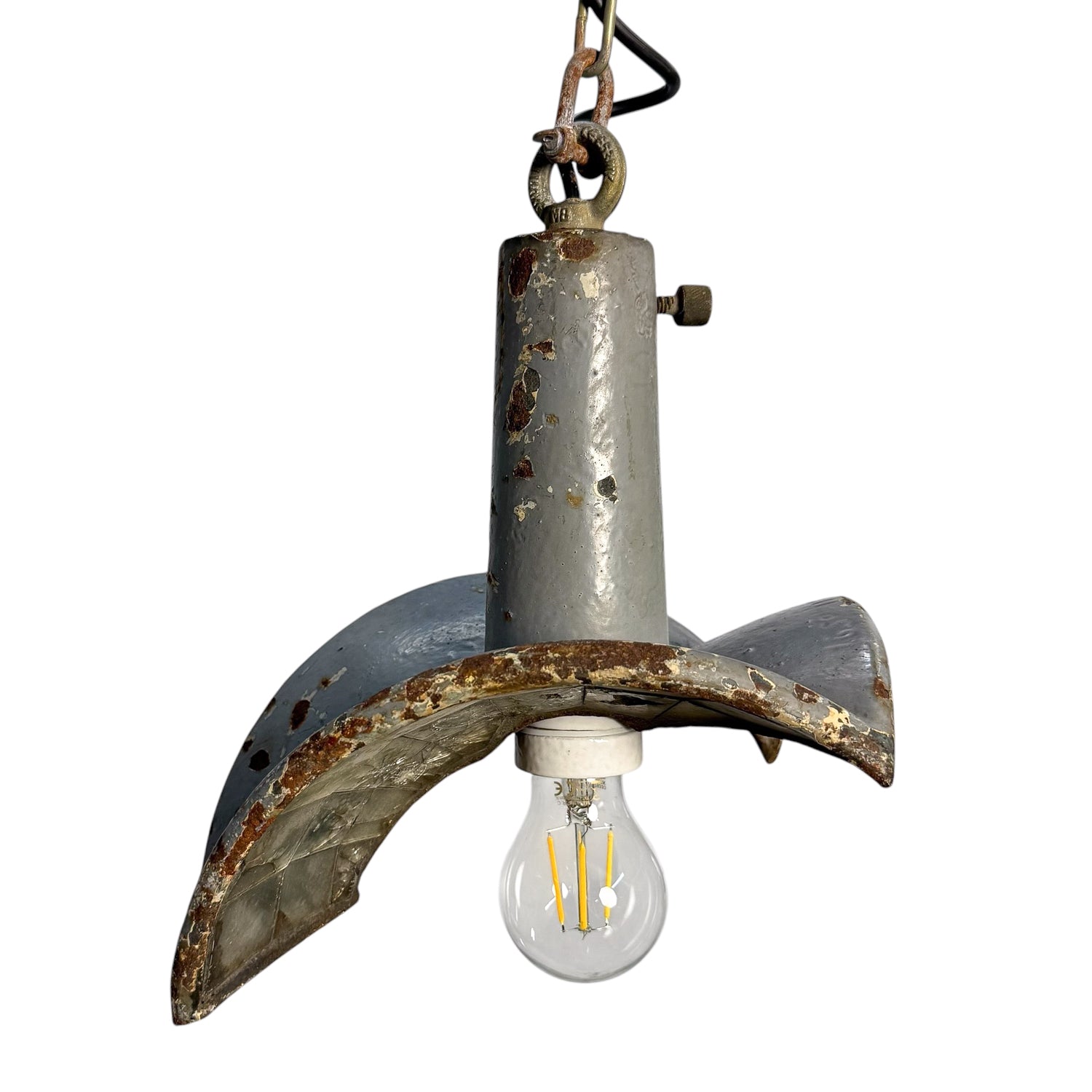 Nr. 2 Vintage industriële spiegelende hanglamp van Esla