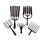 Set of 5 antique eel fishing spears wrought iron