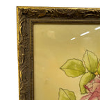 Zijden schilderij in art-nouveaustijl van een vrouw met bloemen
