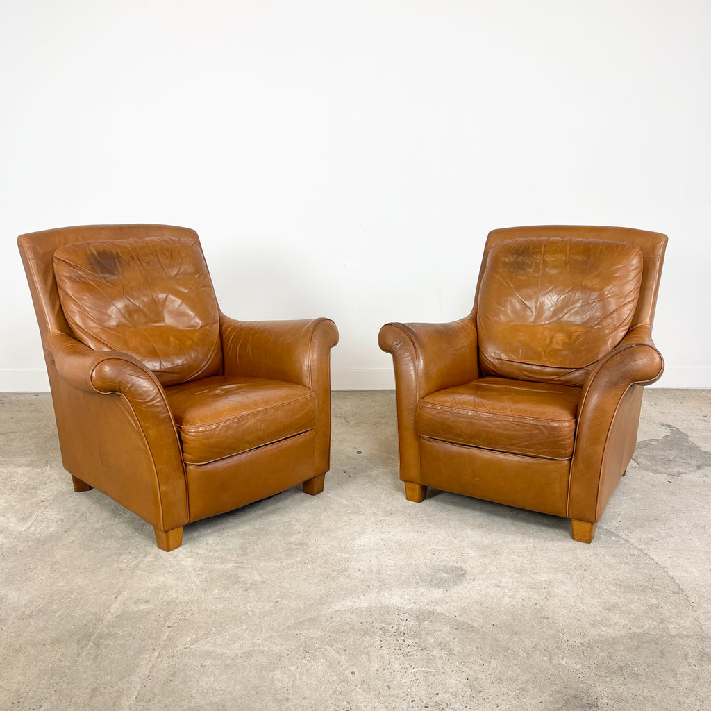Set of 2 Vintage Cognac Leather Armchairs