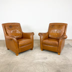 Set of 2 Vintage Cognac Leather Armchairs