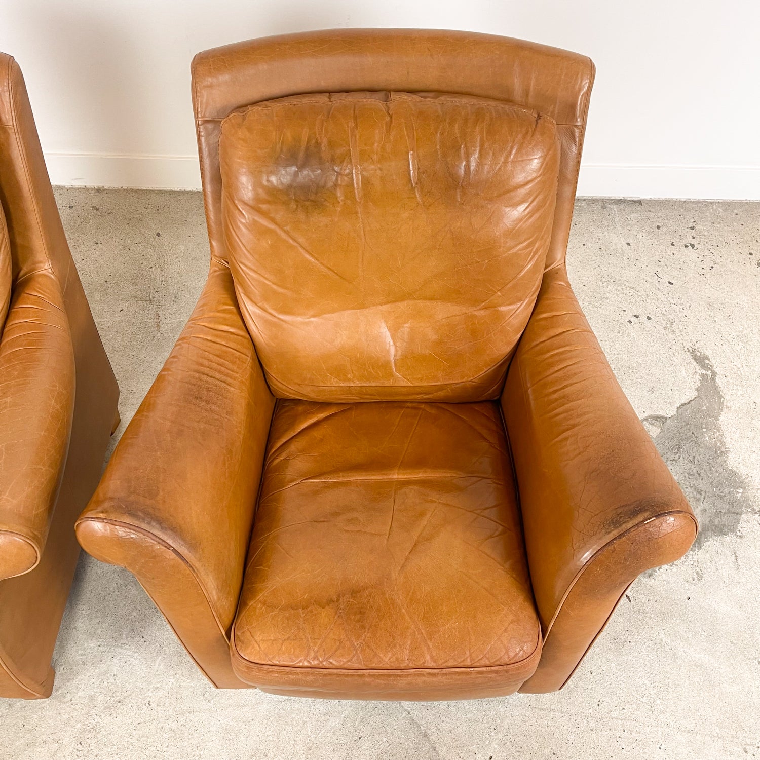 Set of 2 Vintage Cognac Leather Armchairs