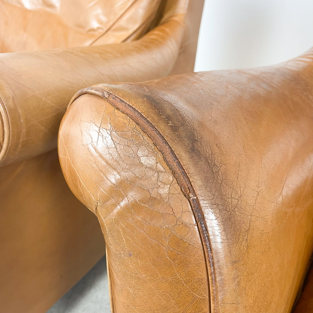 Set of 2 Vintage Cognac Leather Armchairs