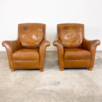 Set of 2 Vintage Cognac Leather Armchairs