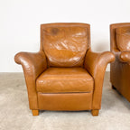Set of 2 Vintage Cognac Leather Armchairs