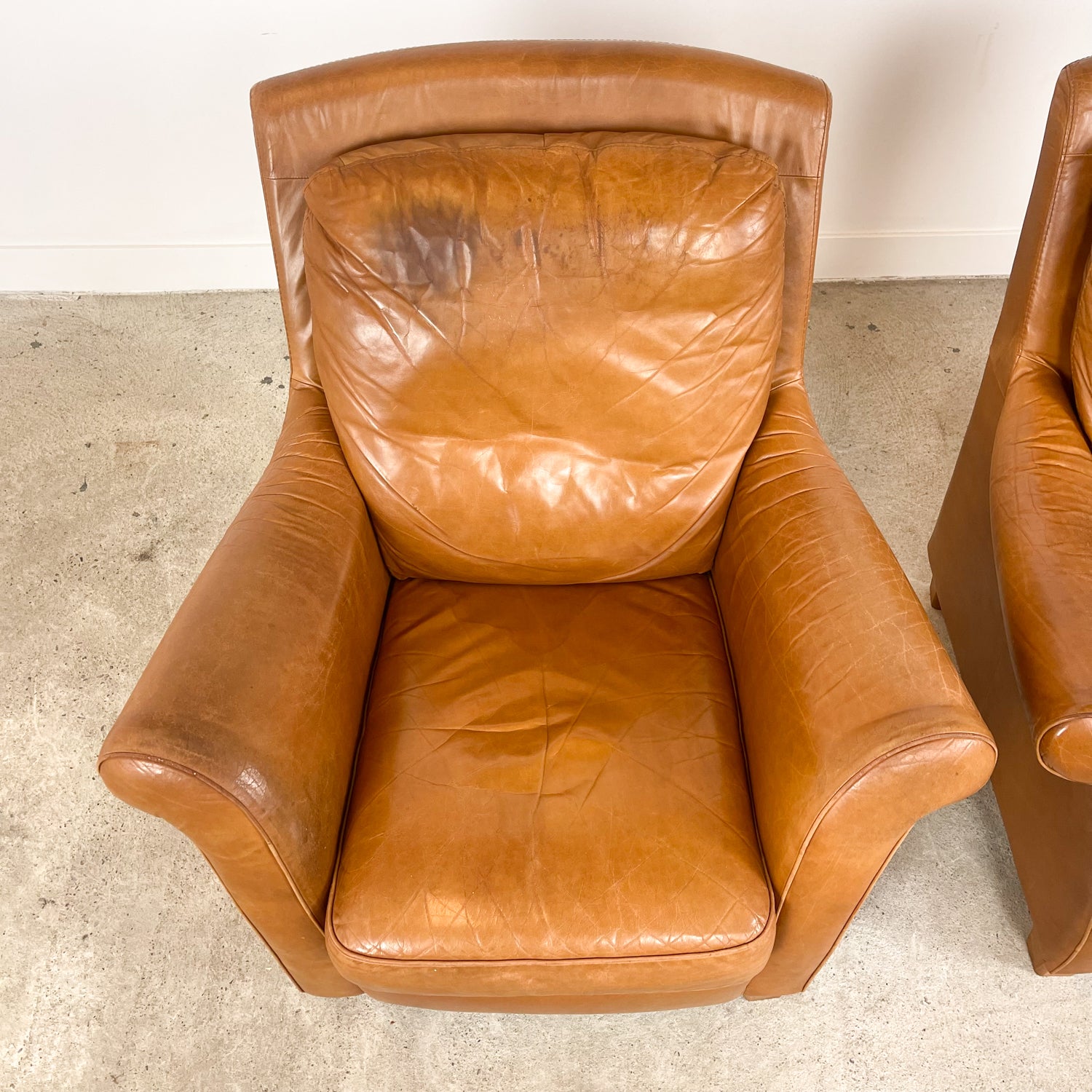 Set of 2 Vintage Cognac Leather Armchairs