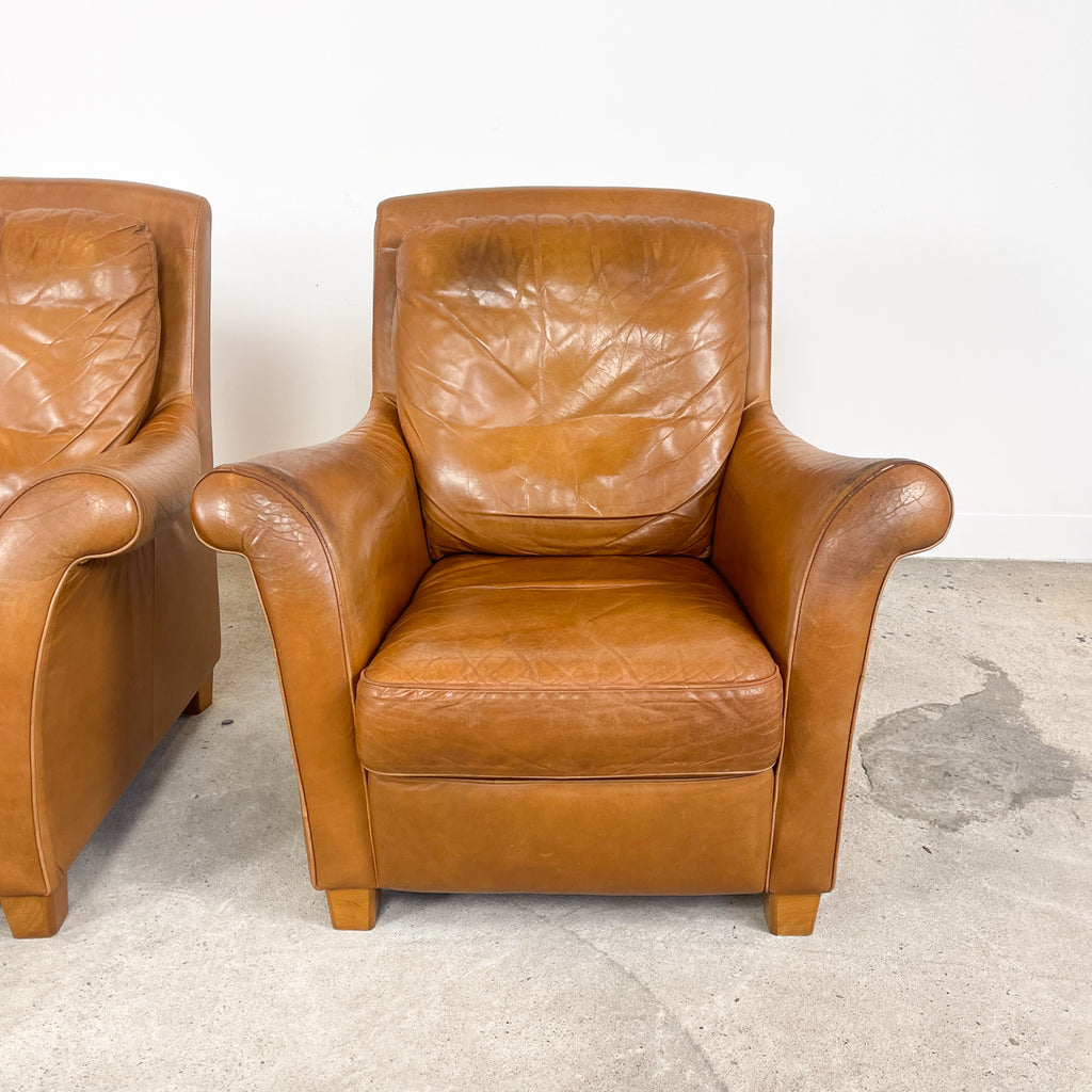 Set of 2 Vintage Cognac Leather Armchairs