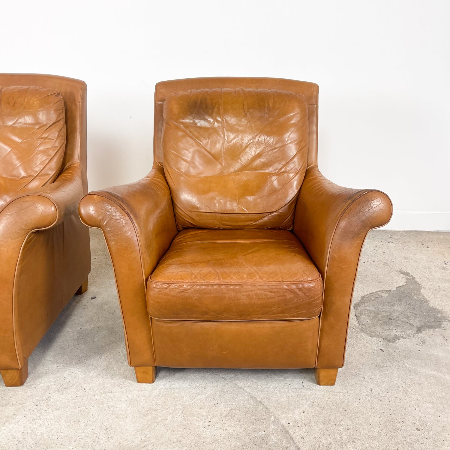 Set of 2 Vintage Cognac Leather Armchairs