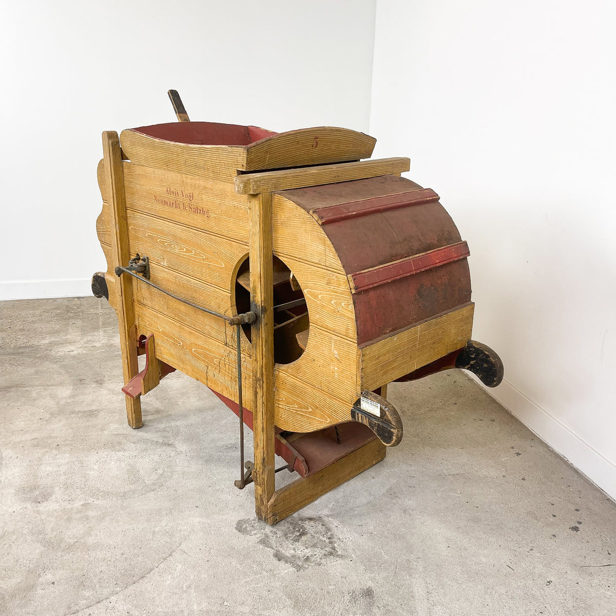 Antique Austrian Wooden Grain Winnowing Machine Alois Vogl