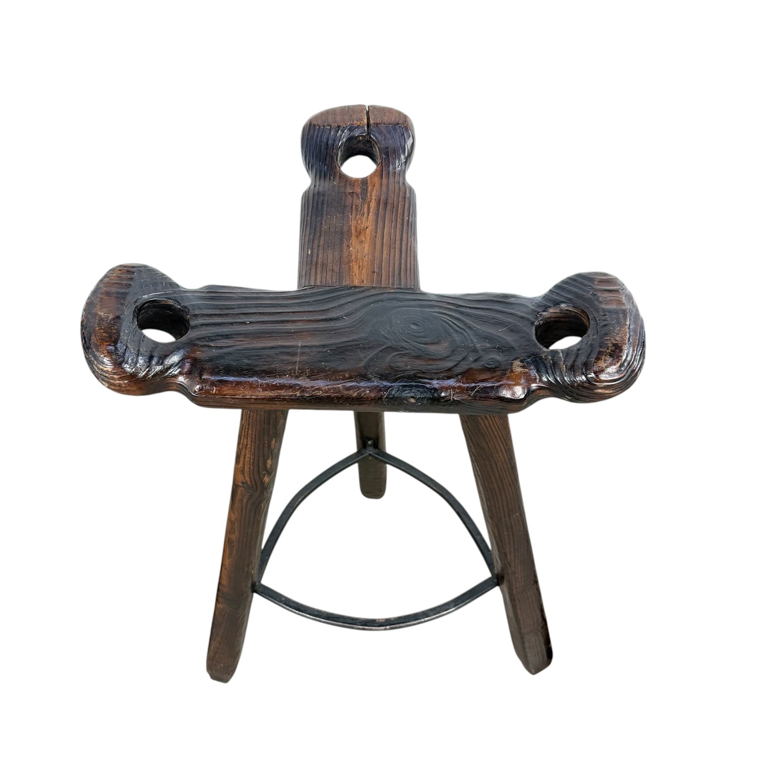 Set of 3 Vintage Spanish Brutalist Marbella Stools