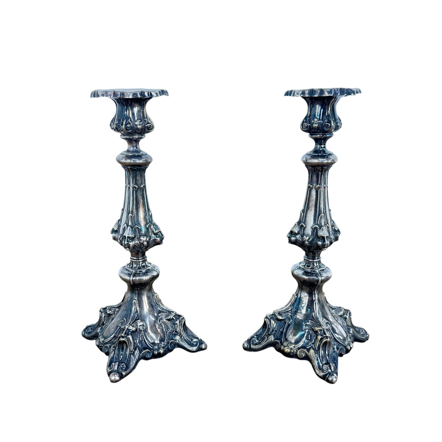 Pair of Art Nouveau Silver-Plated Candlesticks
