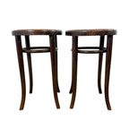 Set of 2 antique Thonet Bentwood Stools with Cane Seats