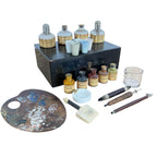 Antique Pyrography Paint Set in Wooden Case