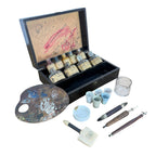 Antique Pyrography Paint Set in Wooden Case