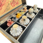 Antique Pyrography Paint Set in Wooden Case