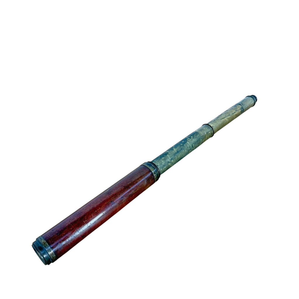 Antique Brass And Wood Telescope